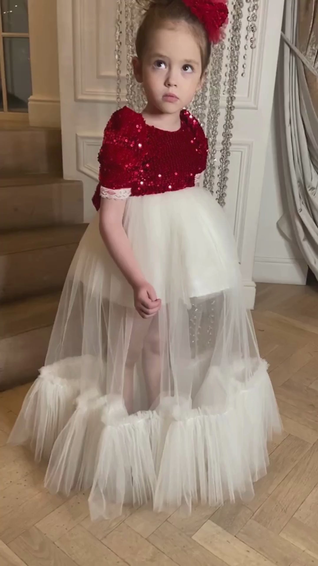 Nora Christmas girl dress red