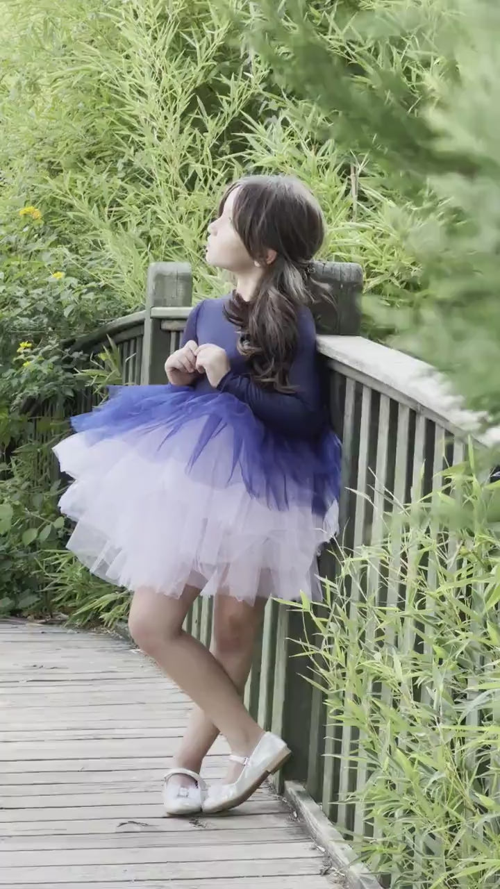 Navy Blue Leotard Ballerina Long Sleeve Tutu