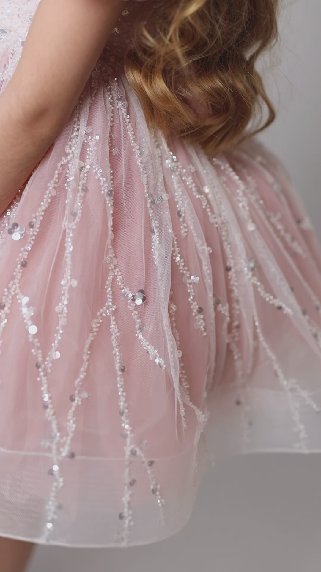 Pink Girls Dress, Sparkling Pink Sequined Dress, Glittering Christmas Sequins Dress