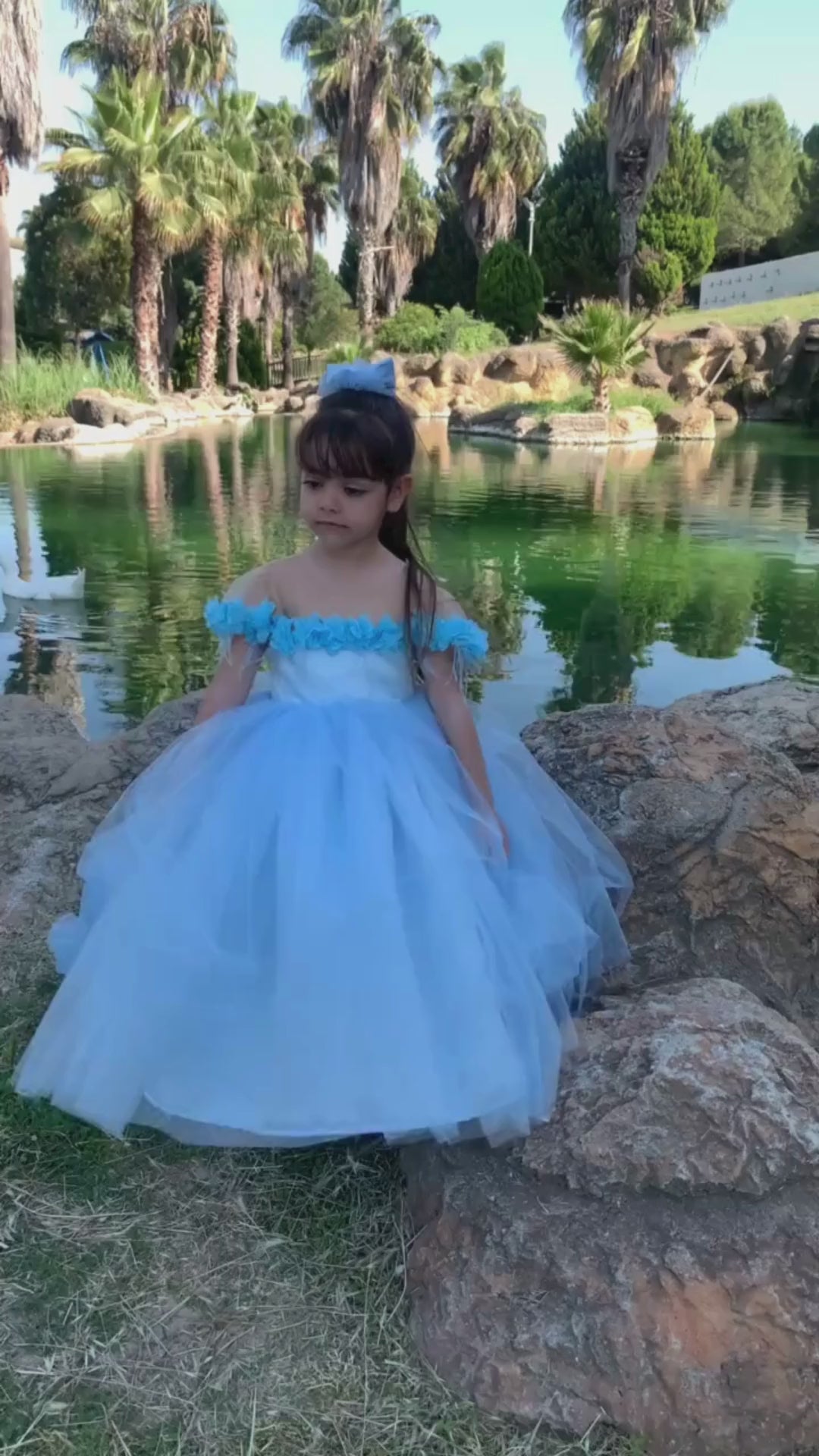 Rebecca flower girl dress sky blue Custom