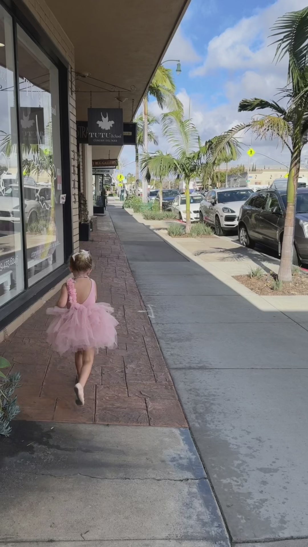 Elegant blush ballerina tutu adorned with delicate flower details, ideal for performances and special events.