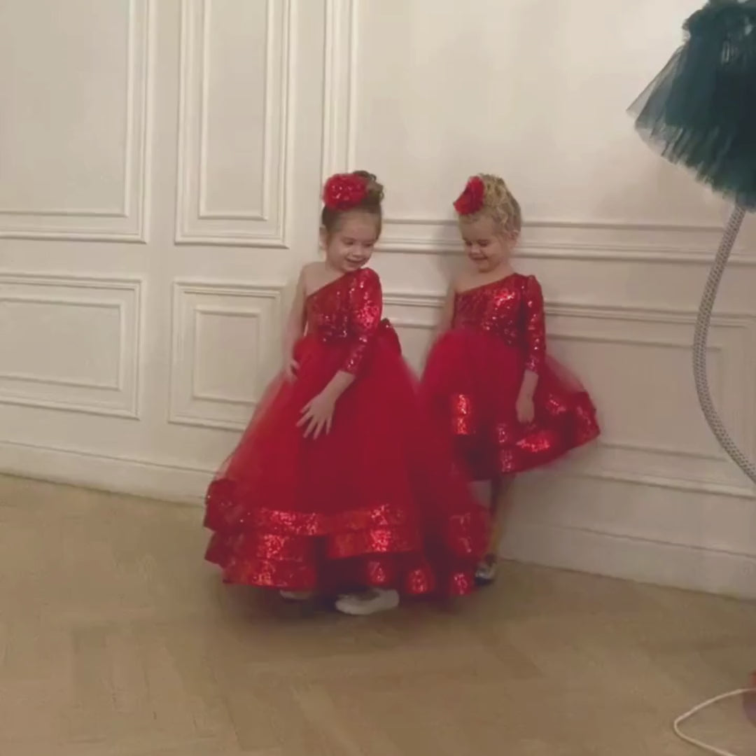 Maggy red sequin girl dress