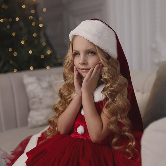 Toddler Baby Girl Christmas Santa Claus Dress with Bow Detail"