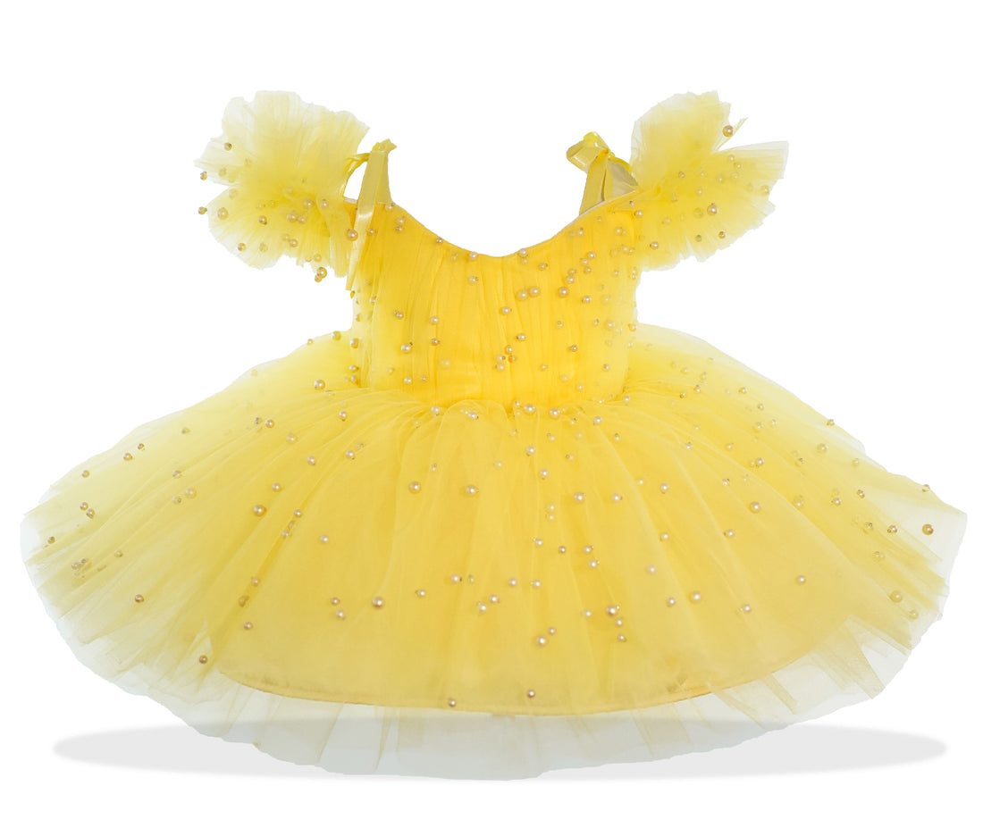 Taylor pearl girl dress yellow Baby Girl Dress for Special Occasion