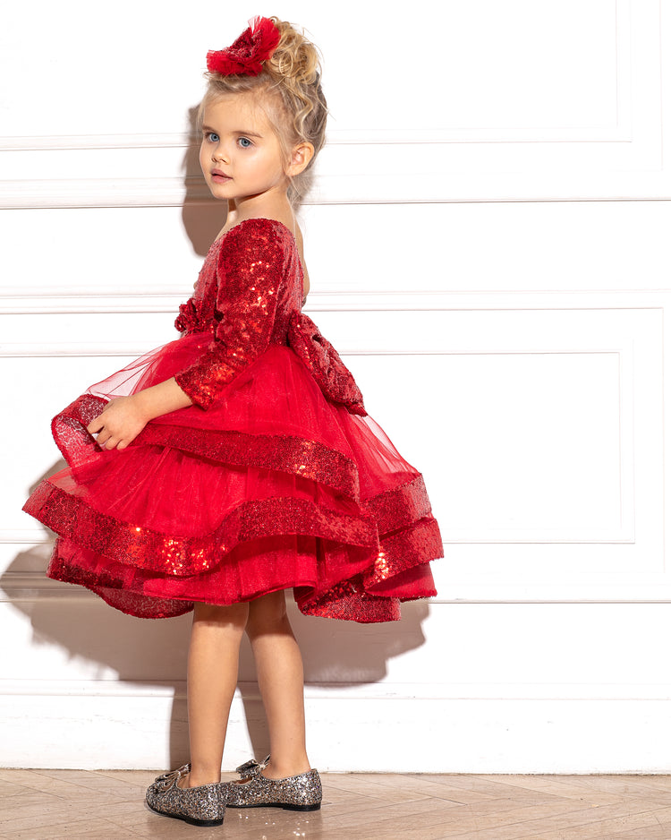 Maggy red sequin girl dress