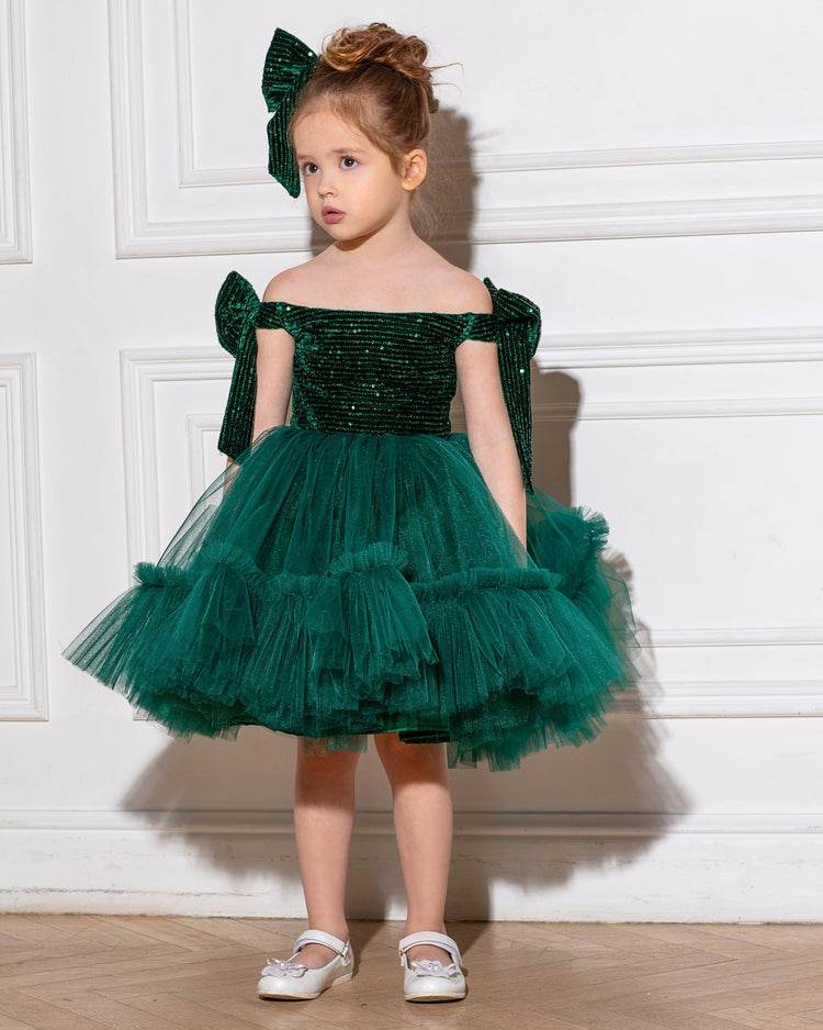 Scarlet girl emerald velvet dress - MyBabyByMerry