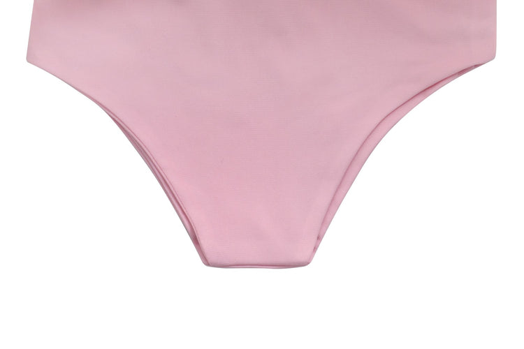 a pink bikini bottom with a high waist