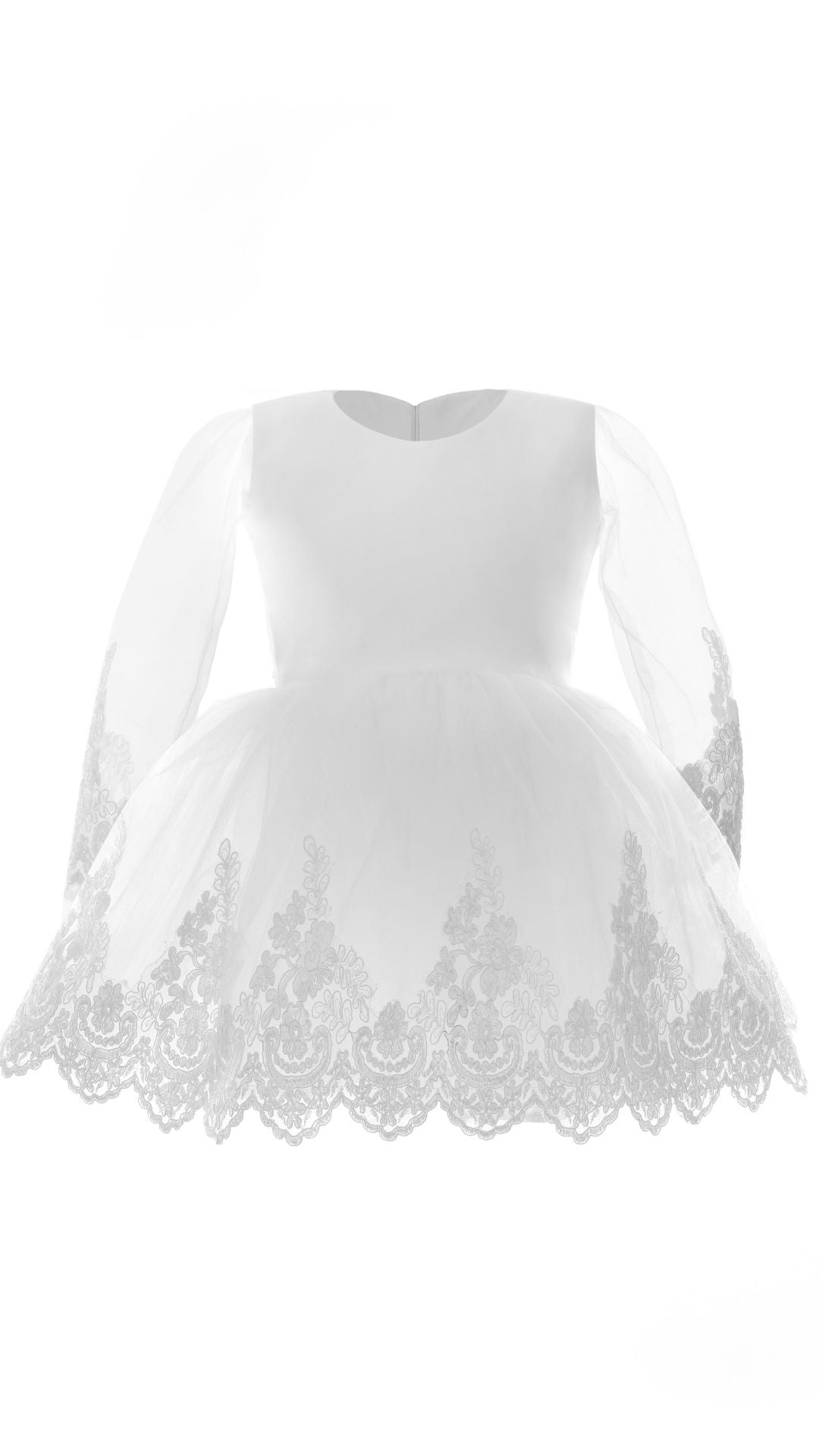 a white dress with a long sleeves and lace