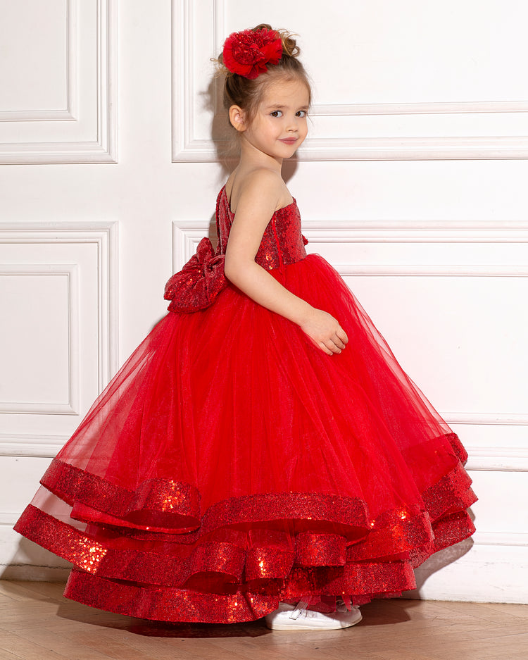 Red girl dress for valentine, prom red dress, matching dress for siblings, friend matching sequin dresses, Easter girl dress, pageant dress