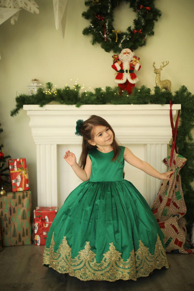 Matilda Christmas girl dress emerald