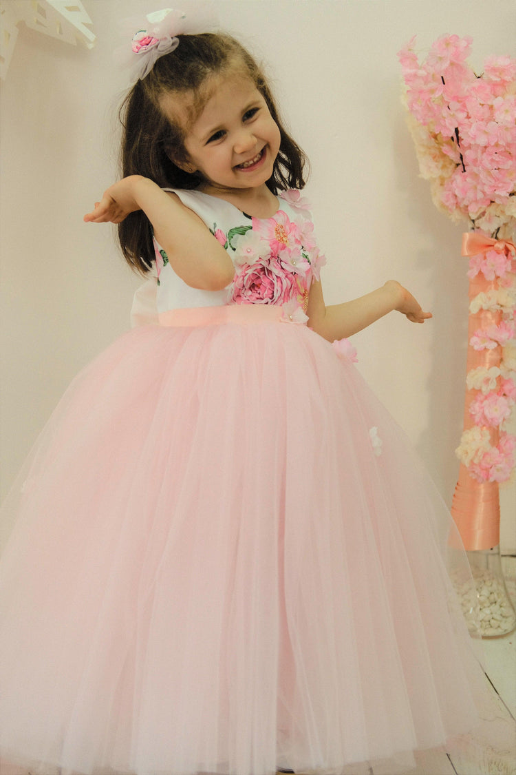 Sara flower dress pink - MyBabyByMerry 