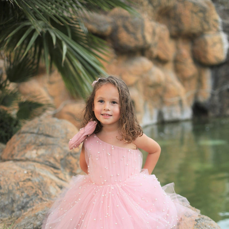 Stella pearl girl dress, flower girl dress