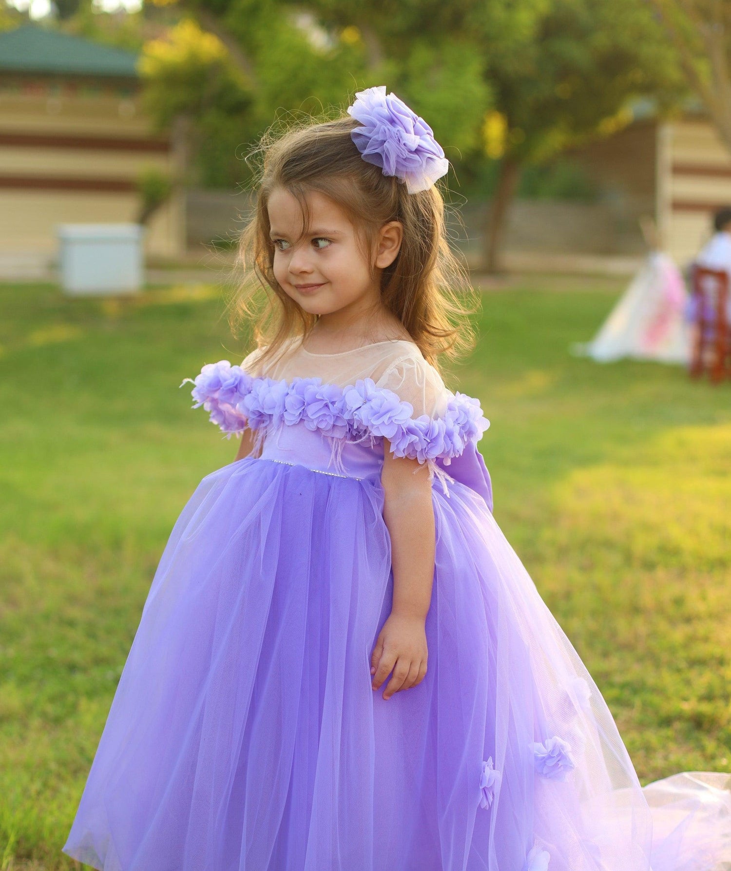 Rebecca flower girl dress lilac - MyBabyByMerry 