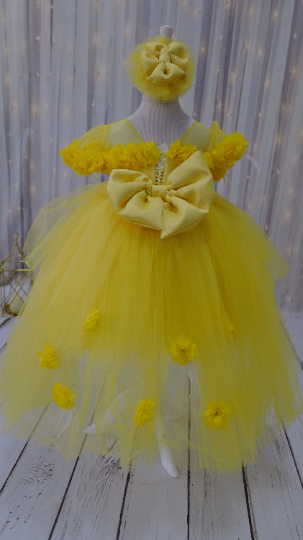 Rebecca Girl Dress Yellow - MyBabyByMerry 
