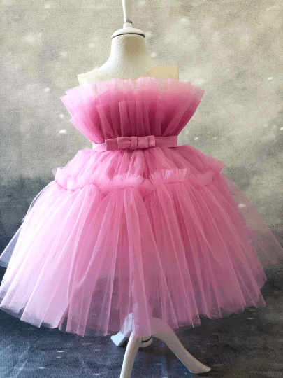 Pelin puffy dress pink - MyBabyByMerry 
