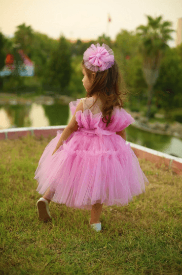 Pelin puffy dress pink - MyBabyByMerry 