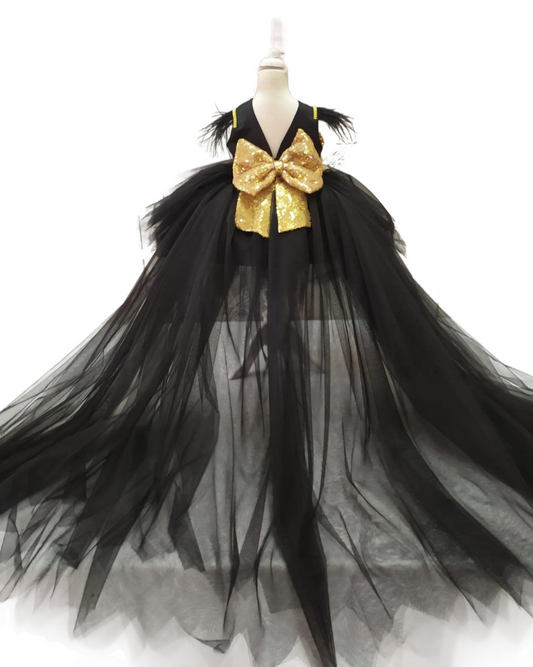 Black high low dress, flower girl dress, pageant dress, black high low dress, birthday tutu dress, ruffles dress