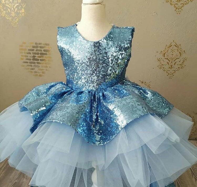 Blue Sequin Baby Dress 