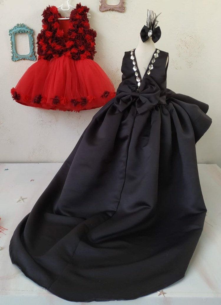 Stone Black Princess Dress - MyBabyByMerry 