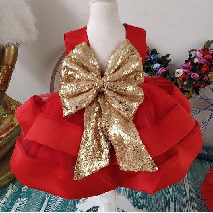 Red Gold Princess Dress - MyBabyByMerry 