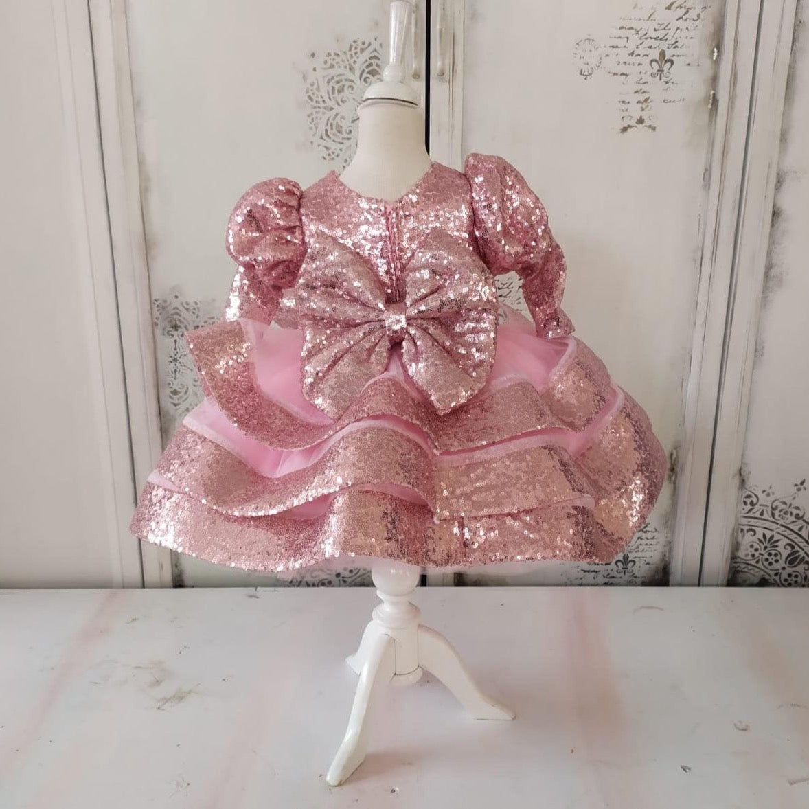 Sequin Baby Girl Dress Pink - MyBabyByMerry 