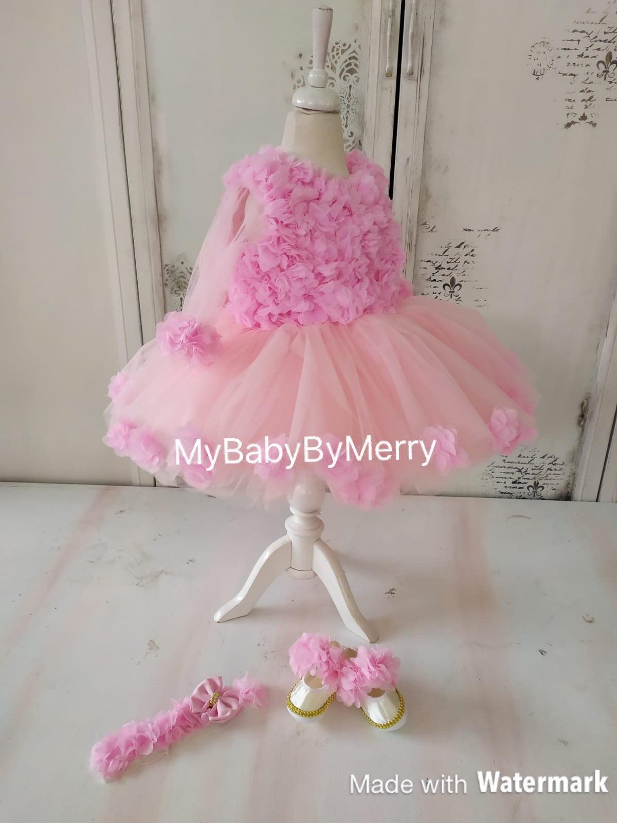 Megan flower girl dress pink - MyBabyByMerry 