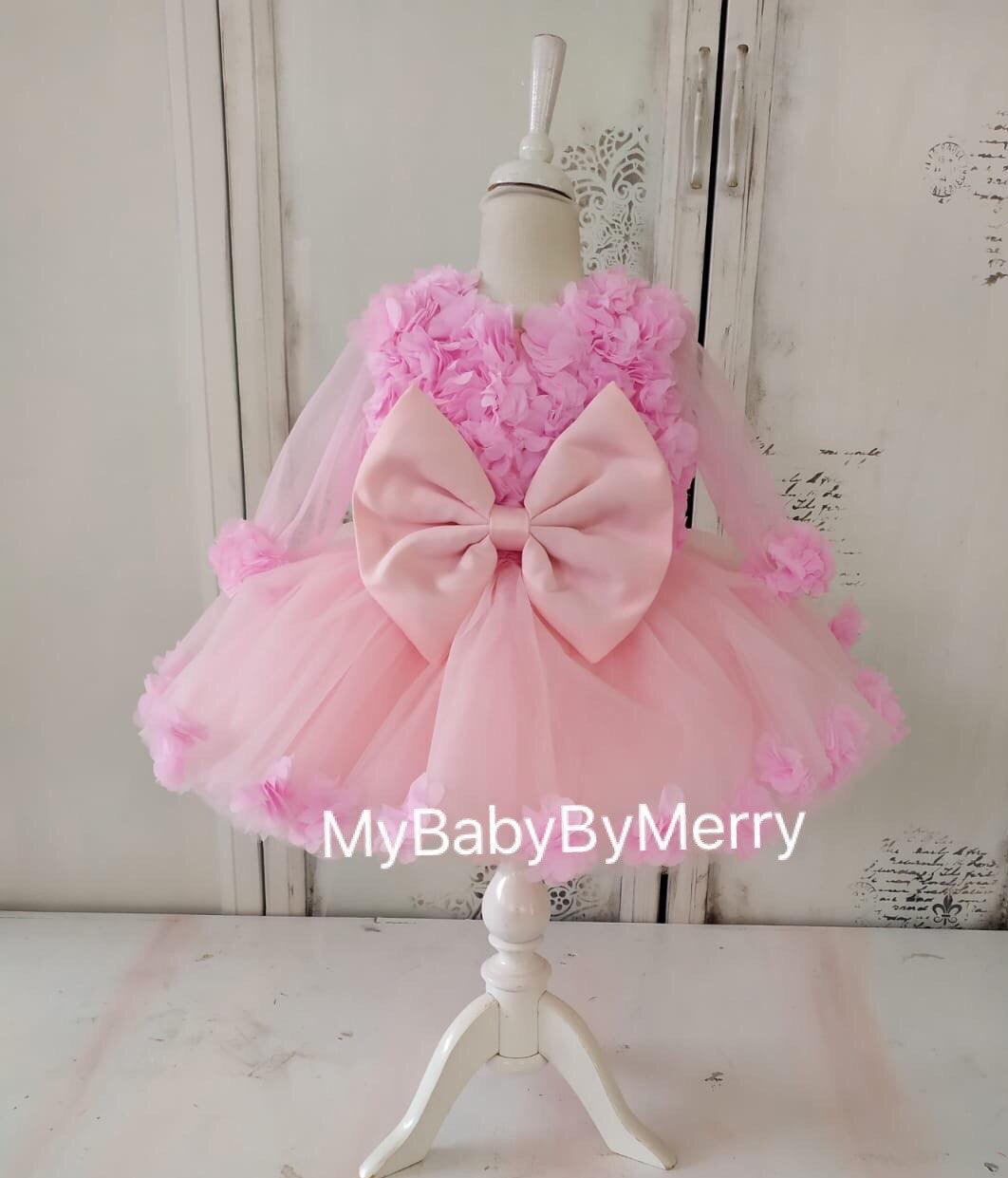 Megan flower girl dress pink - MyBabyByMerry 