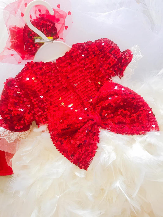 Red Sequin Christmas Dress - MyBabyByMerry 
