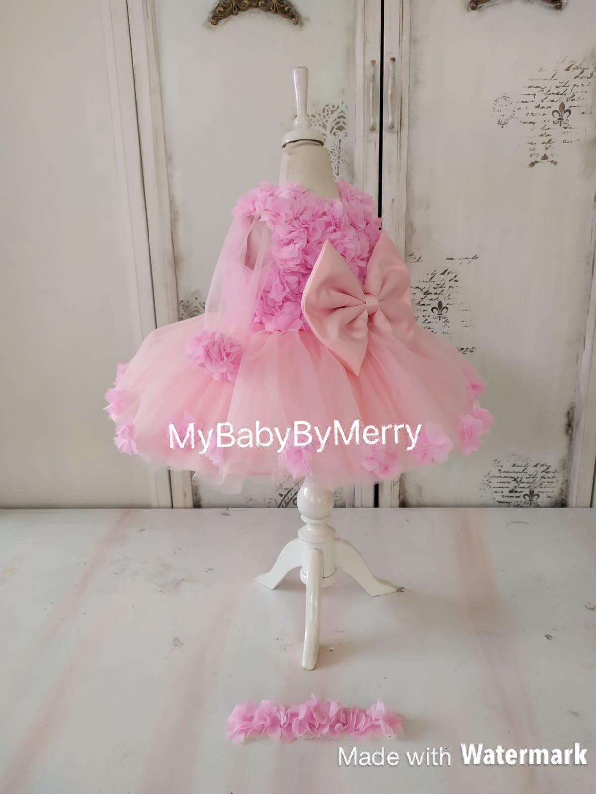 Megan flower girl dress pink - MyBabyByMerry 