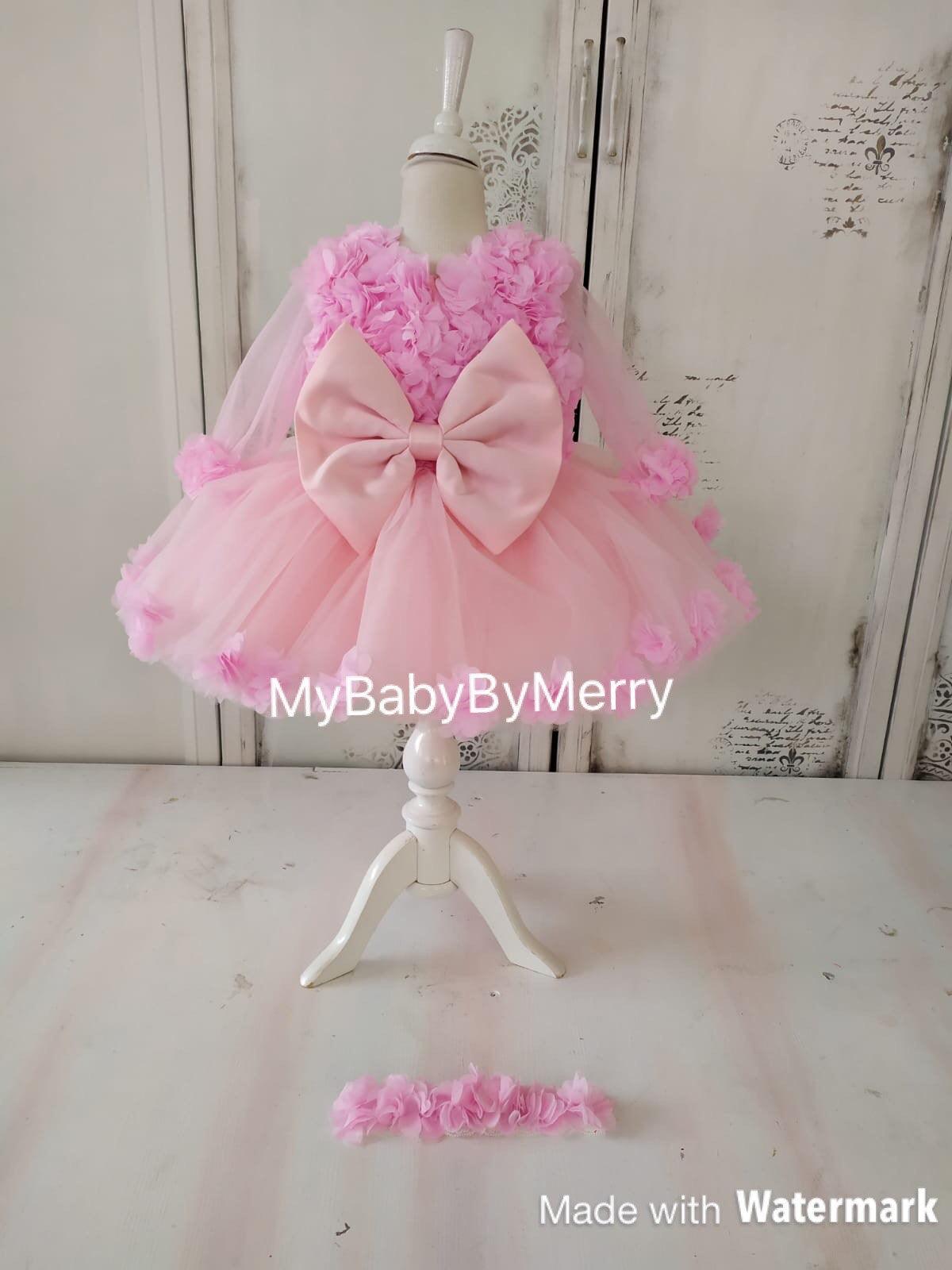 Megan flower girl dress pink - MyBabyByMerry 