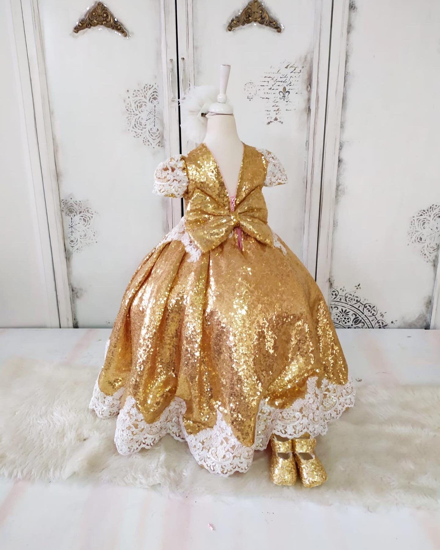 Vintage Golden Dress - MyBabyByMerry 