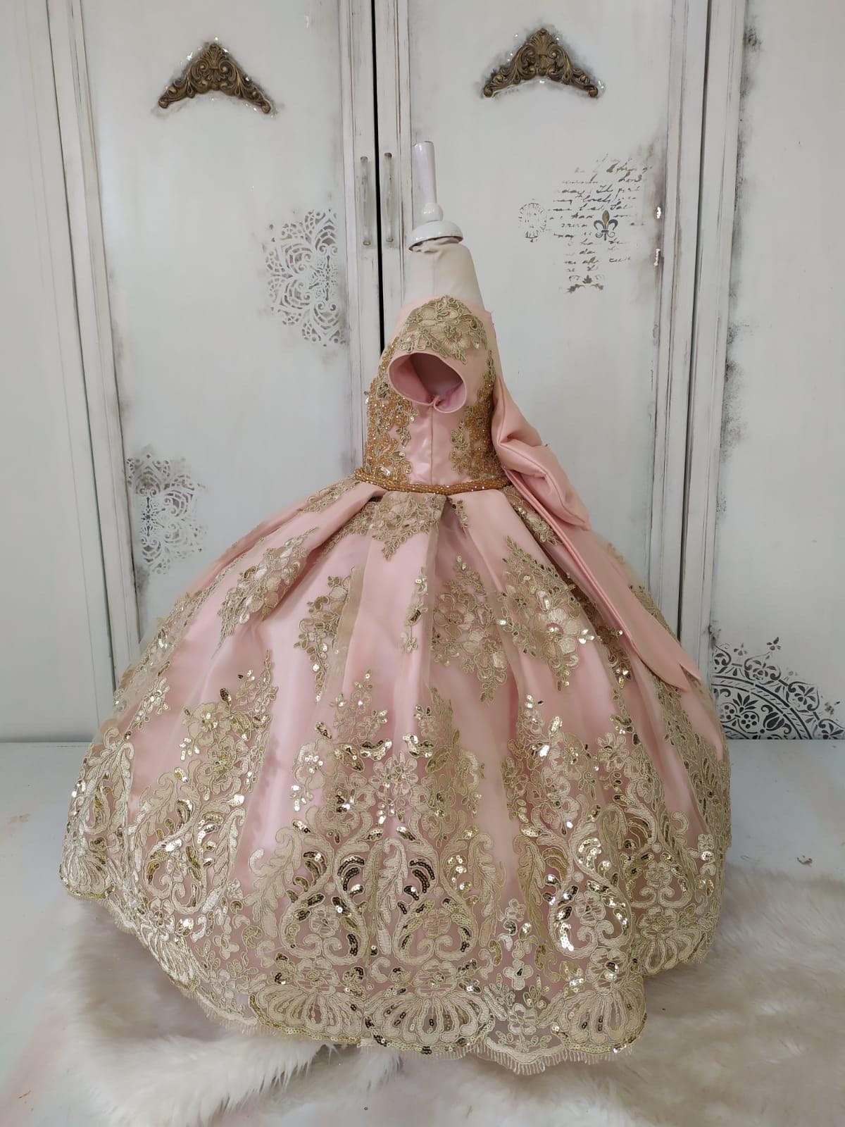 Royal girl dress blush - MyBabyByMerry 