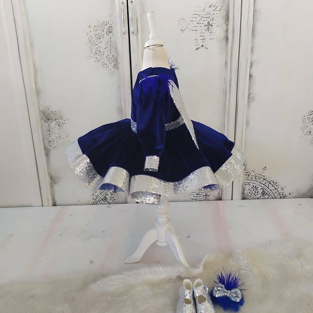 Velvet Angela Dress (Royal Blue) - MyBabyByMerry 