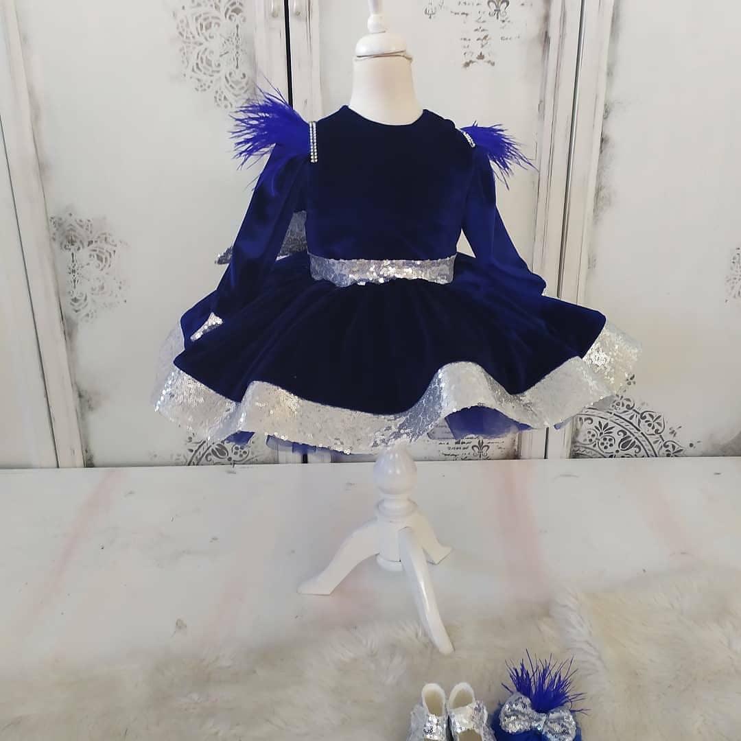 Velvet Angela Dress (Royal Blue) - MyBabyByMerry 