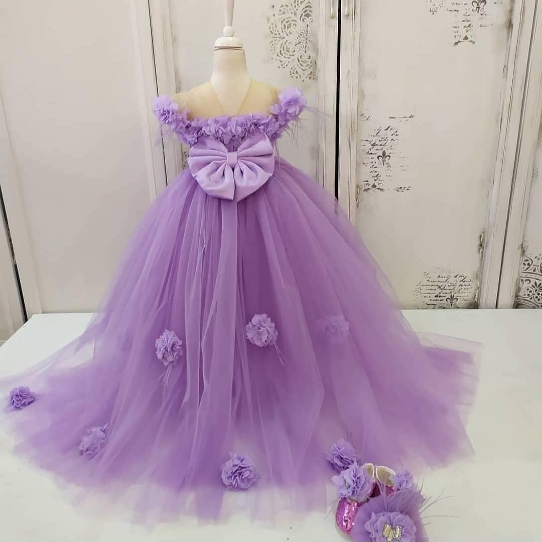Rebecca flower girl dress lilac - MyBabyByMerry