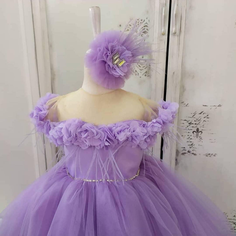 Rebecca flower girl dress lilac - MyBabyByMerry 