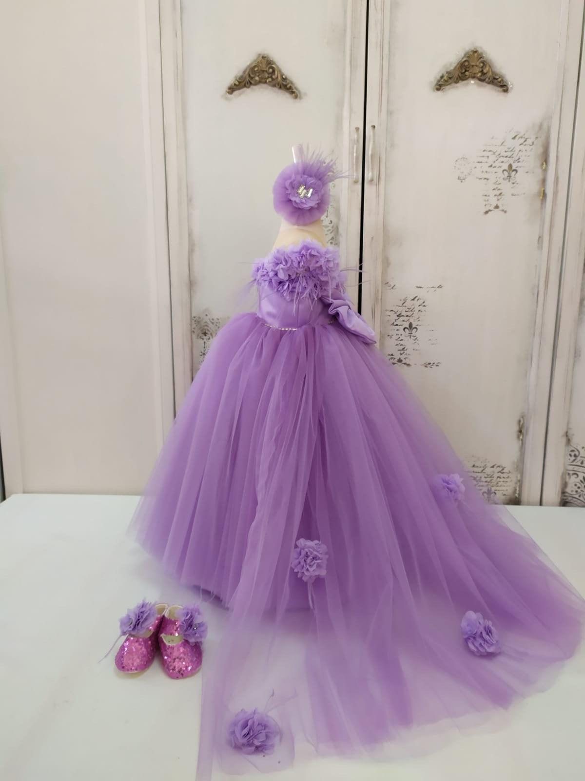 purple flower girl dress 3t