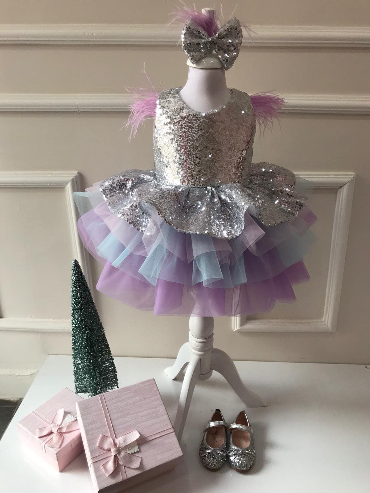 Silver Sequin Dress Set - MyBabyByMerry 