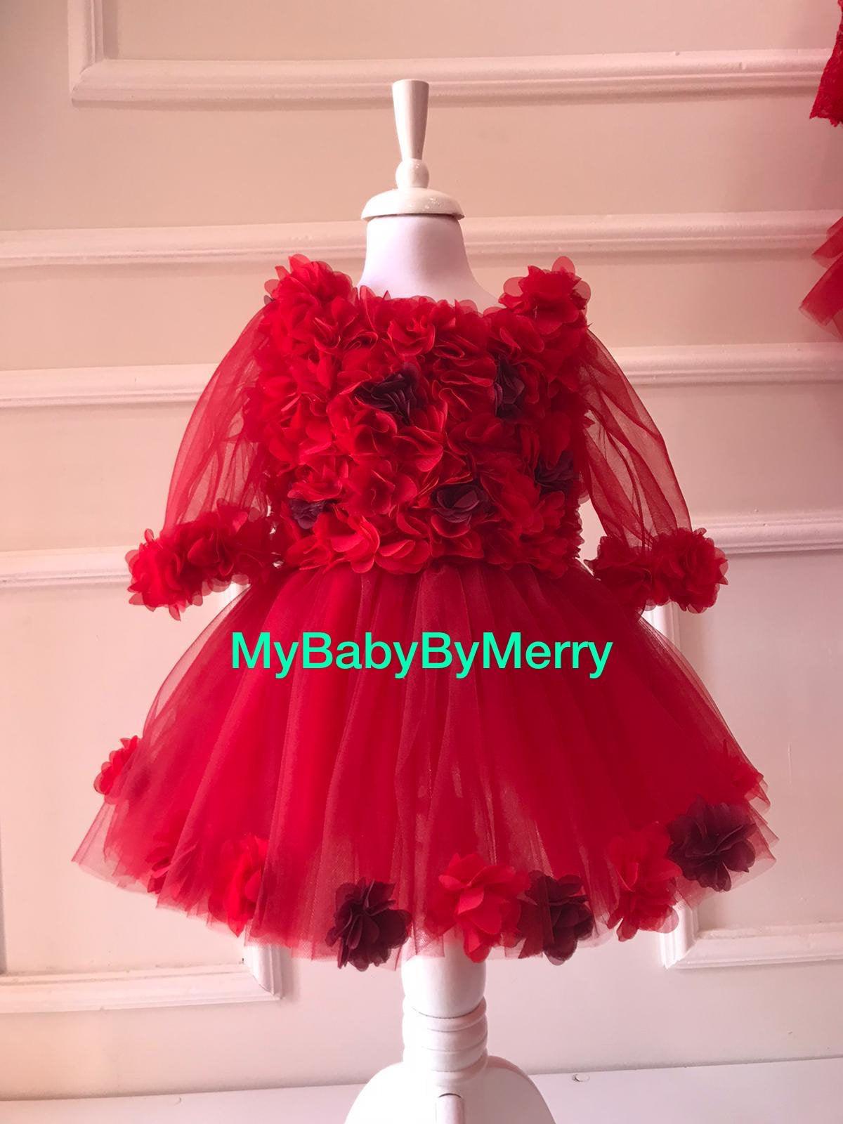 Megan Flower Girl Dress Red - MyBabyByMerry 