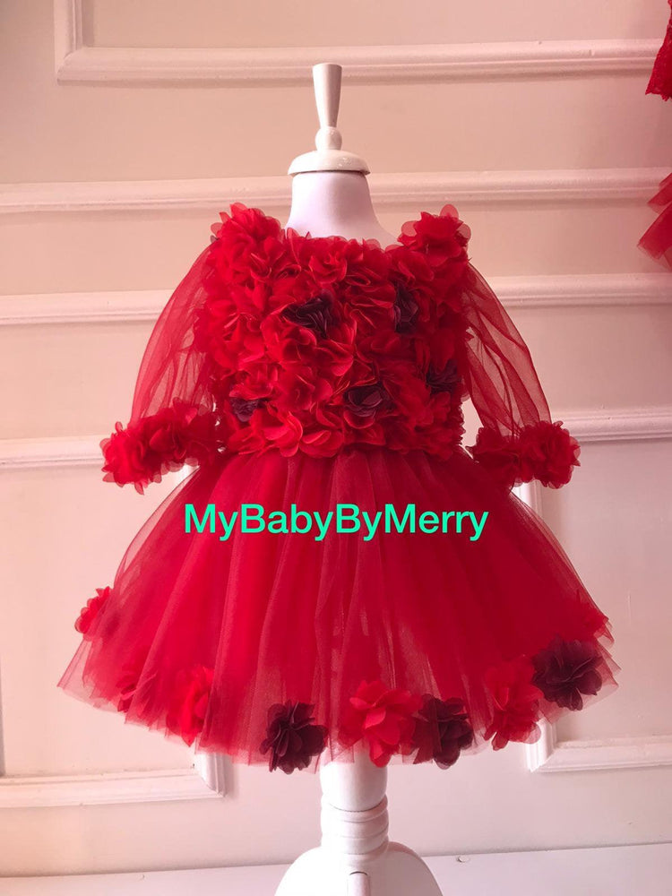 Megan Flower Girl Dress Red - MyBabyByMerry 