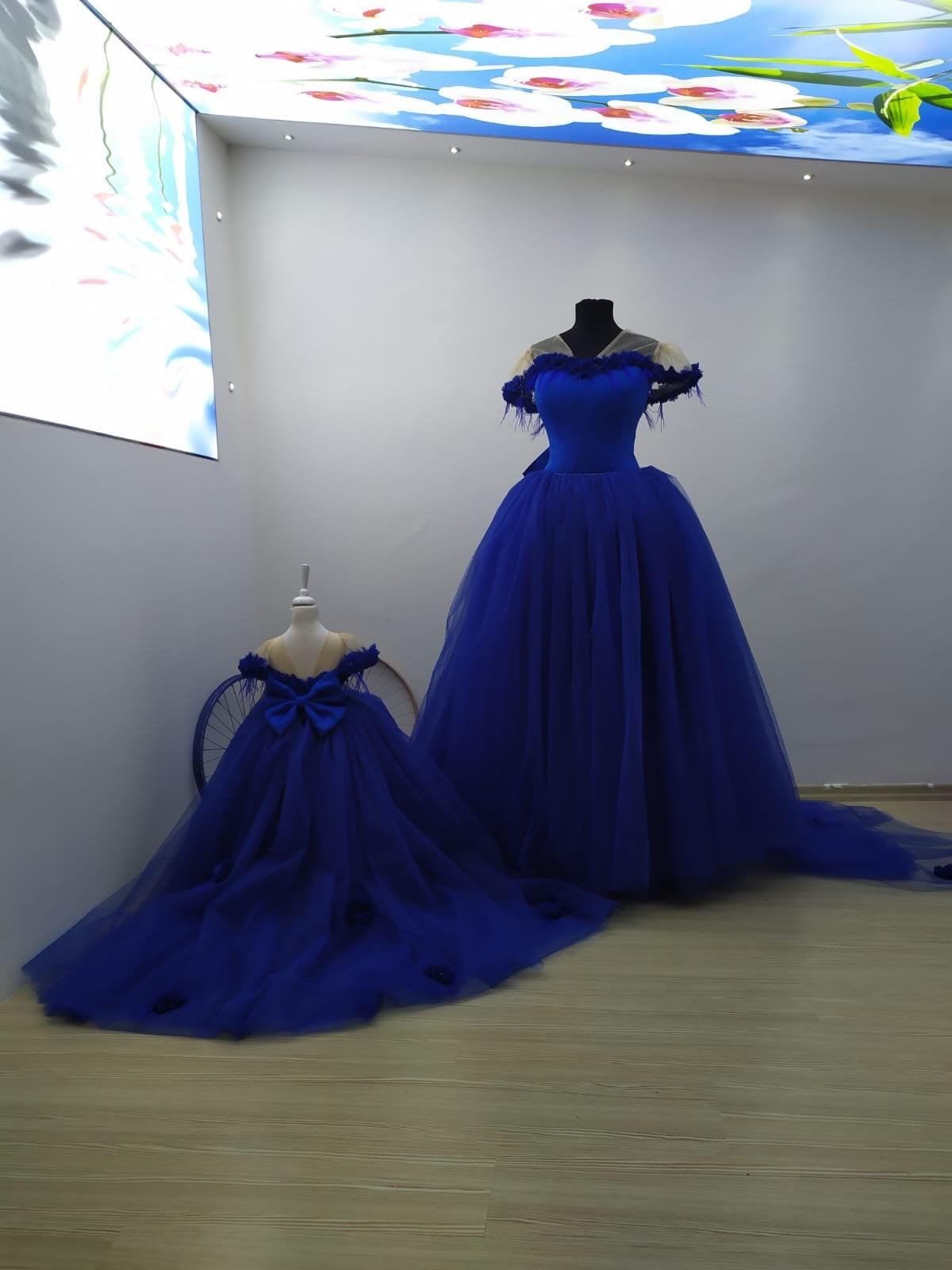 Rebecca flower Dress Blue - MyBabyByMerry
