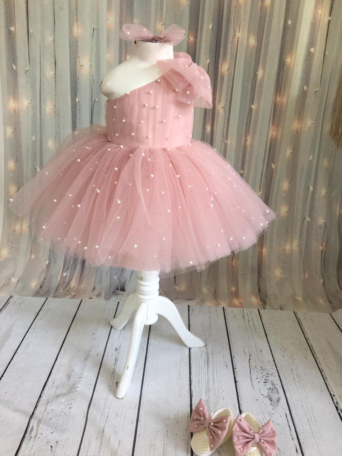 Stella Blush Pearl Girl Dress - MyBabyByMerry