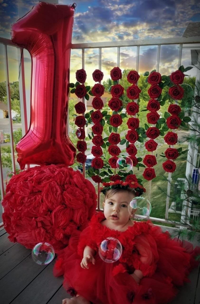 Megan Flower Girl Dress Red - MyBabyByMerry 