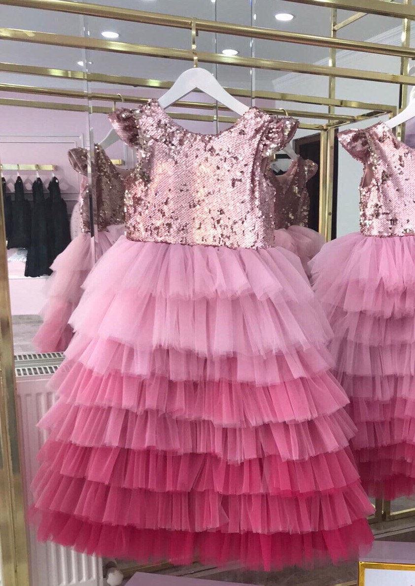 Sequin Pink World Dress - MyBabyByMerry 