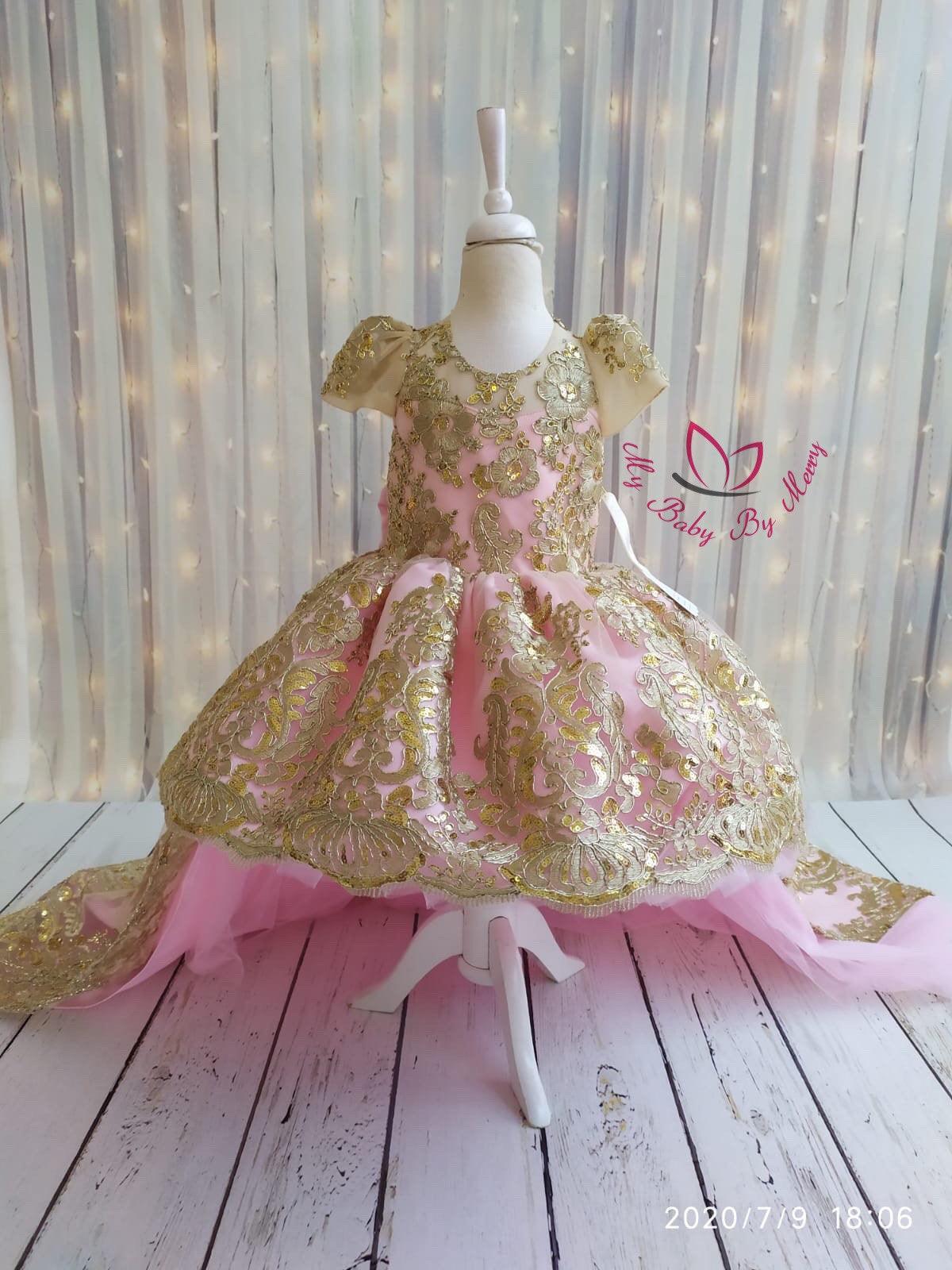 Princess Charlotte Dress Pink high low - MyBabyByMerry