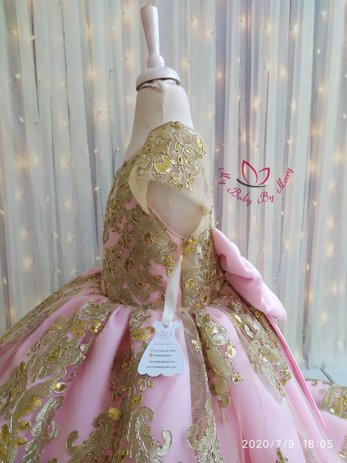 Princess Charlotte Dress Pink high low - MyBabyByMerry