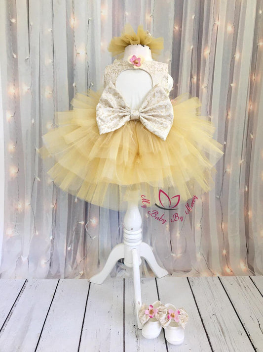 Rustic 3d Flower Dress Set - MyBabyByMerry 