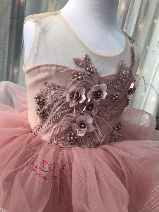 Olivia Girl Dress Blush - MyBabyByMerry 