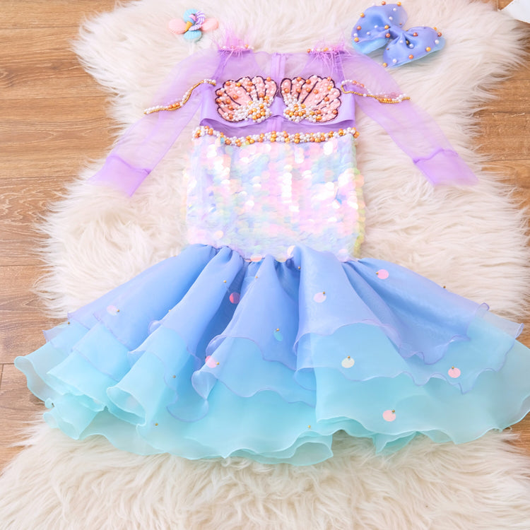 Mermaid Style Dresses, Mermaid Dress Costume, Mermaid Photoshoot Outfit, Gift Baby Girls Dress, Mermaid Tutu Dress, Toddler Mermaid Costume