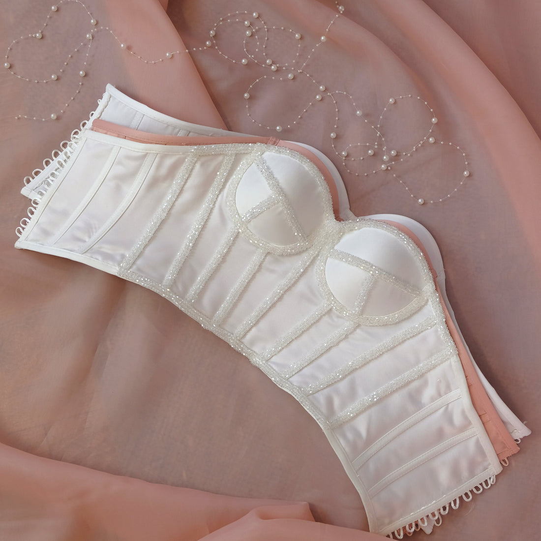 Pearl White women crop Corset Baby Girl Dress for Special Occasion